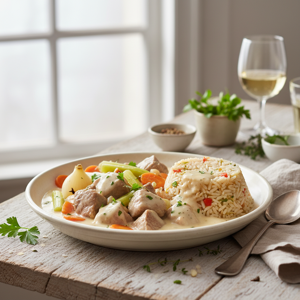 Blanquette de veau et riz à la créole