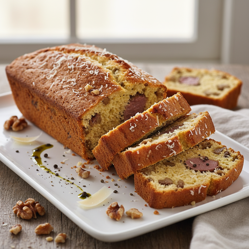 Cake au magret, parmesan et noix
