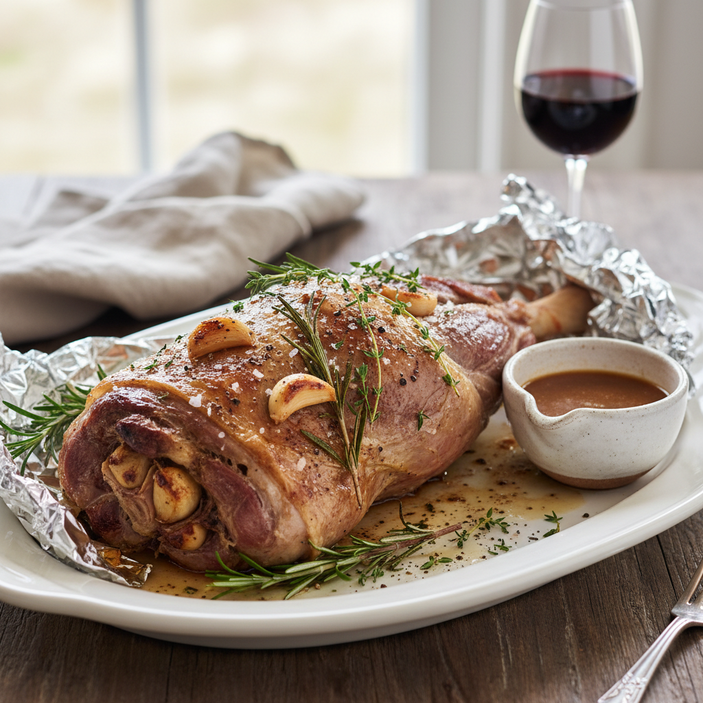 Gigot rôti à l’ail