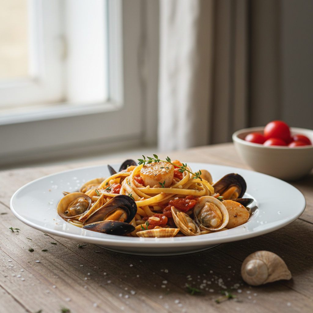Linguine sautées aux coquillages