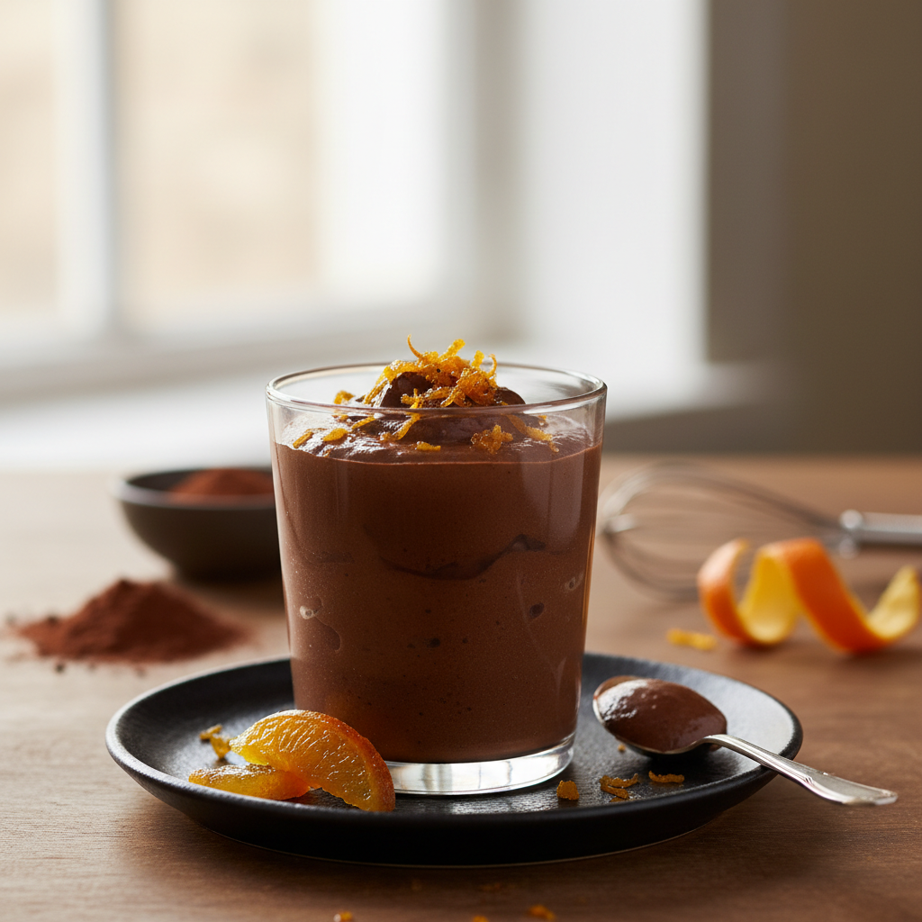 Mousse au chocolat et oranges confites