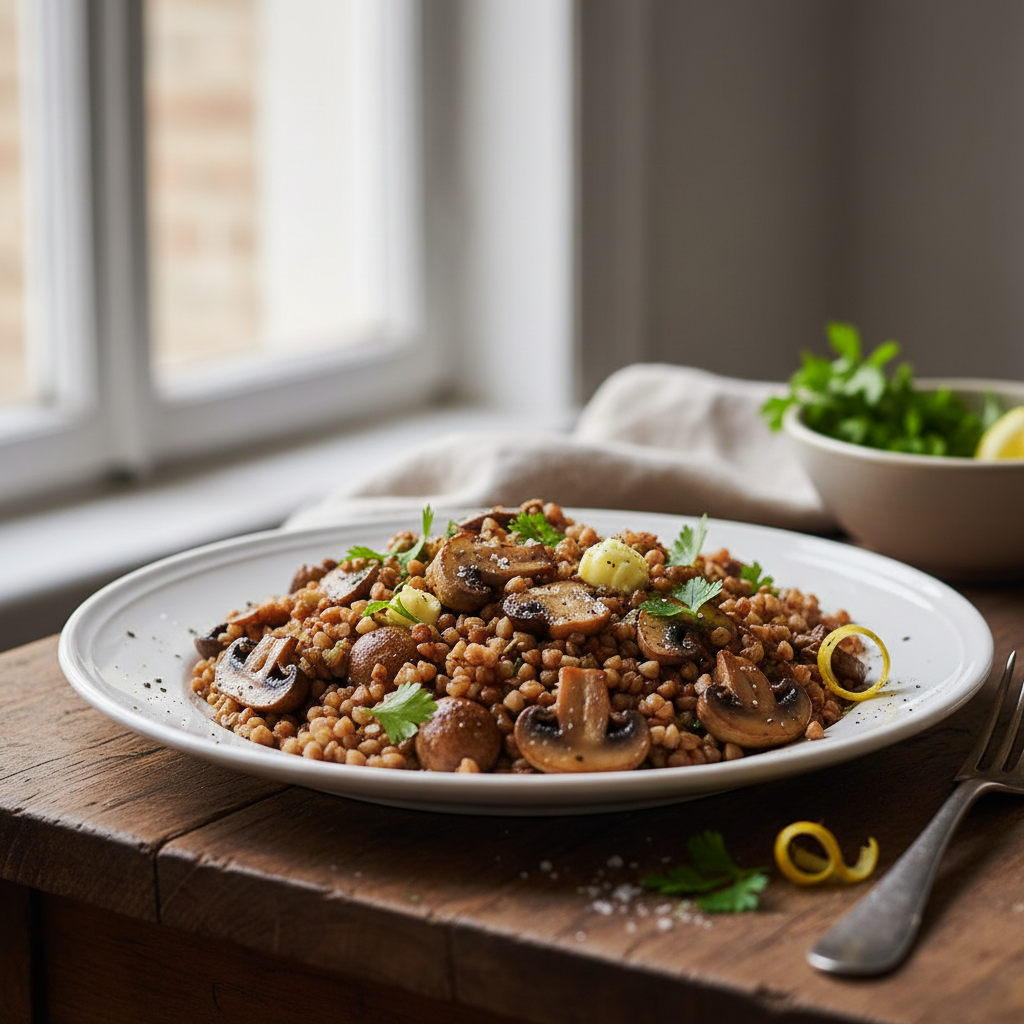 Poêlée de sarrasin aux champignons
