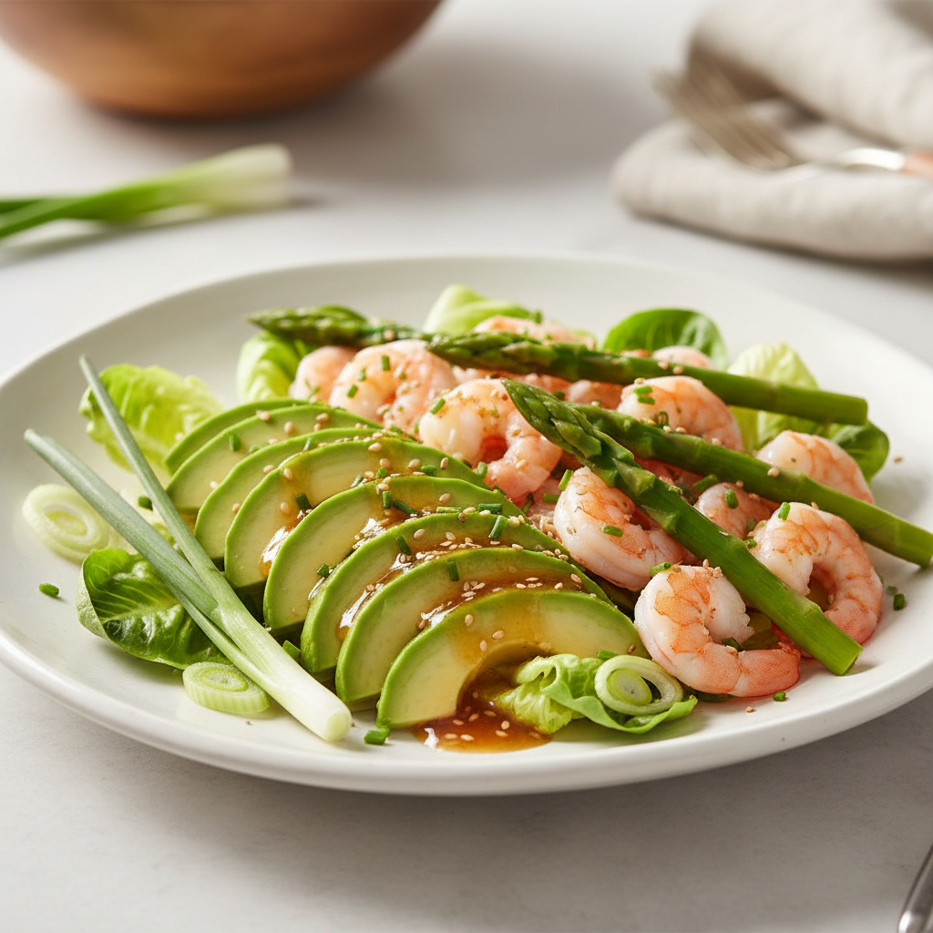 Salade d’avocats, asperges et crevettes