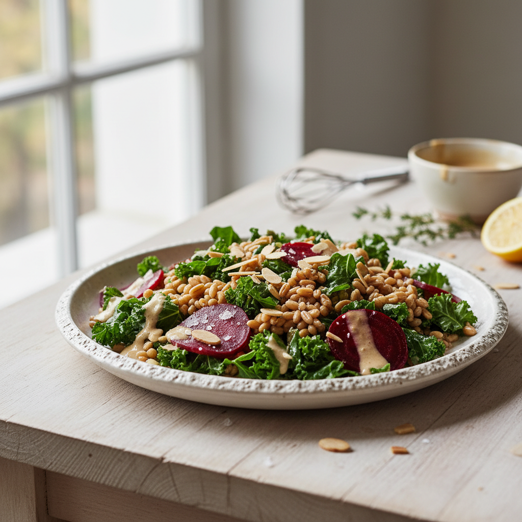 Salade de blé au chou kale et à la betterave