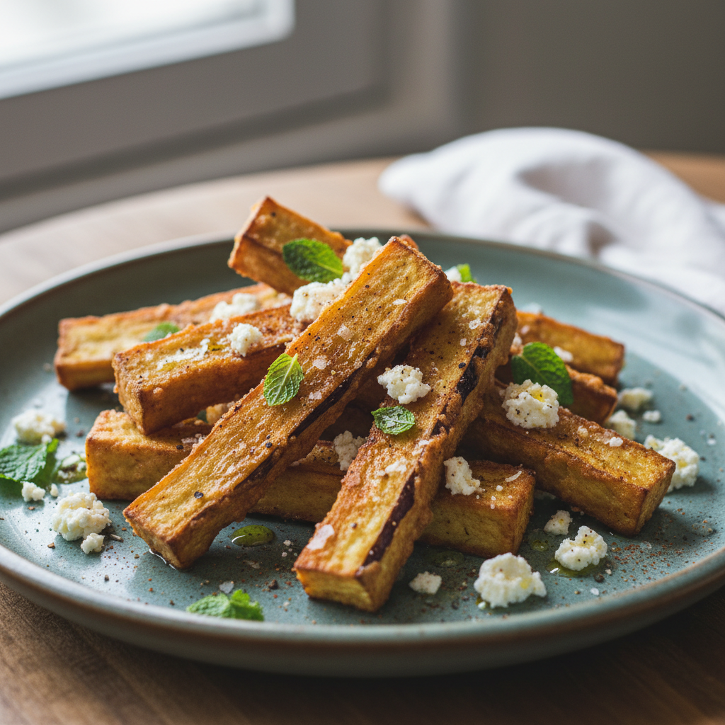 Aubergines frites et feta Airfryer