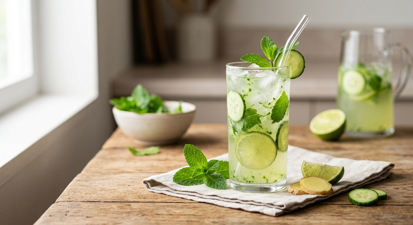 Agua fresca concombre & menthe
