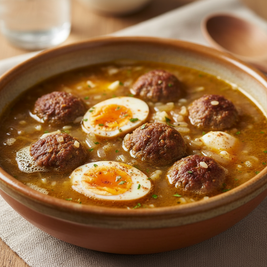 Ahrach (soupe aux boulettes et à l’oeuf)