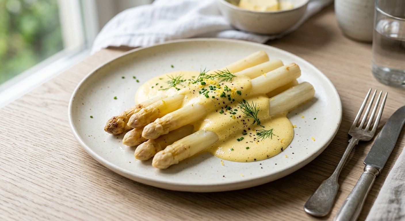 Asperges blanches sauce mousseline