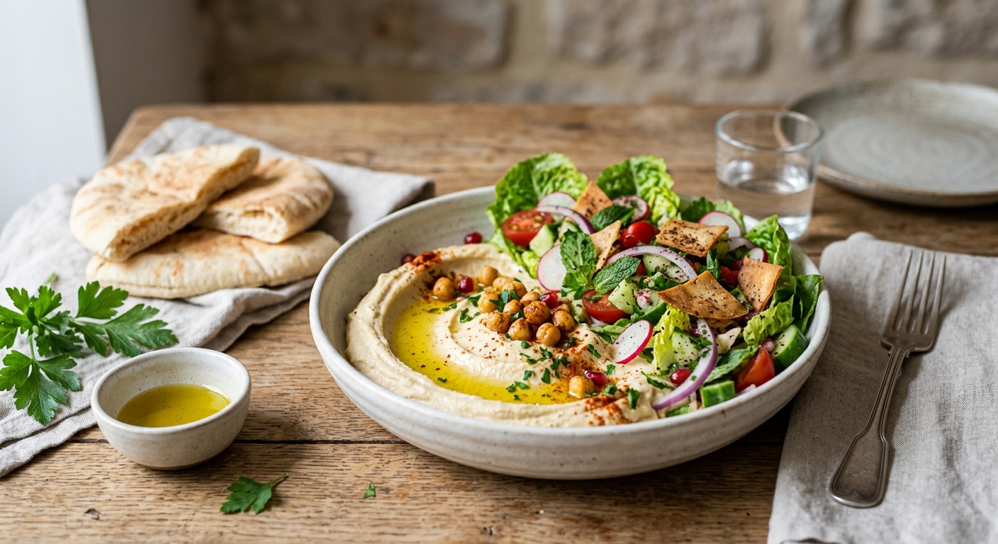Assiette libanaise au houmous