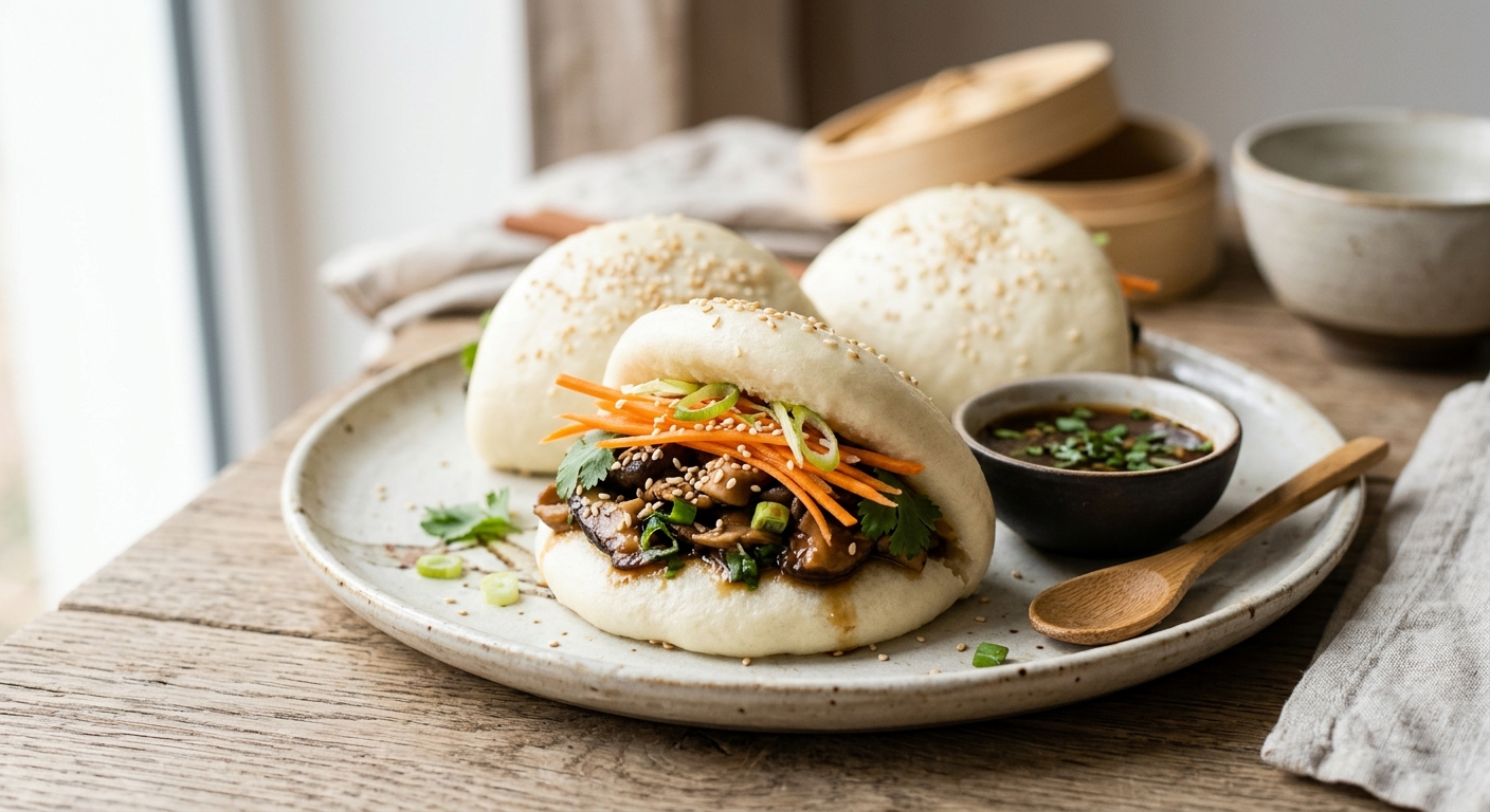 Bao buns aux champignons - petits pains asiatiques ultra moelleux