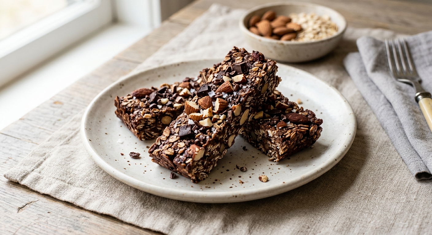 Barres de céréales protéinées au chocolat et aux amandes