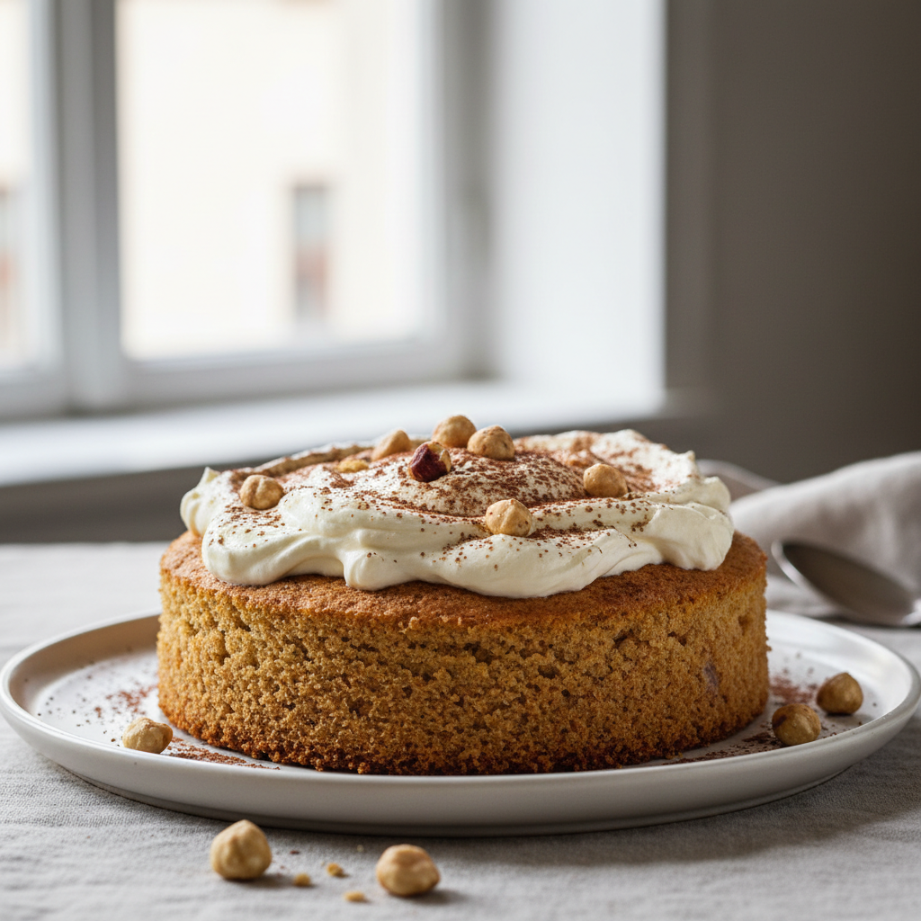 Biscuit aux noisettes du Piémont, crème de mascarpone au café