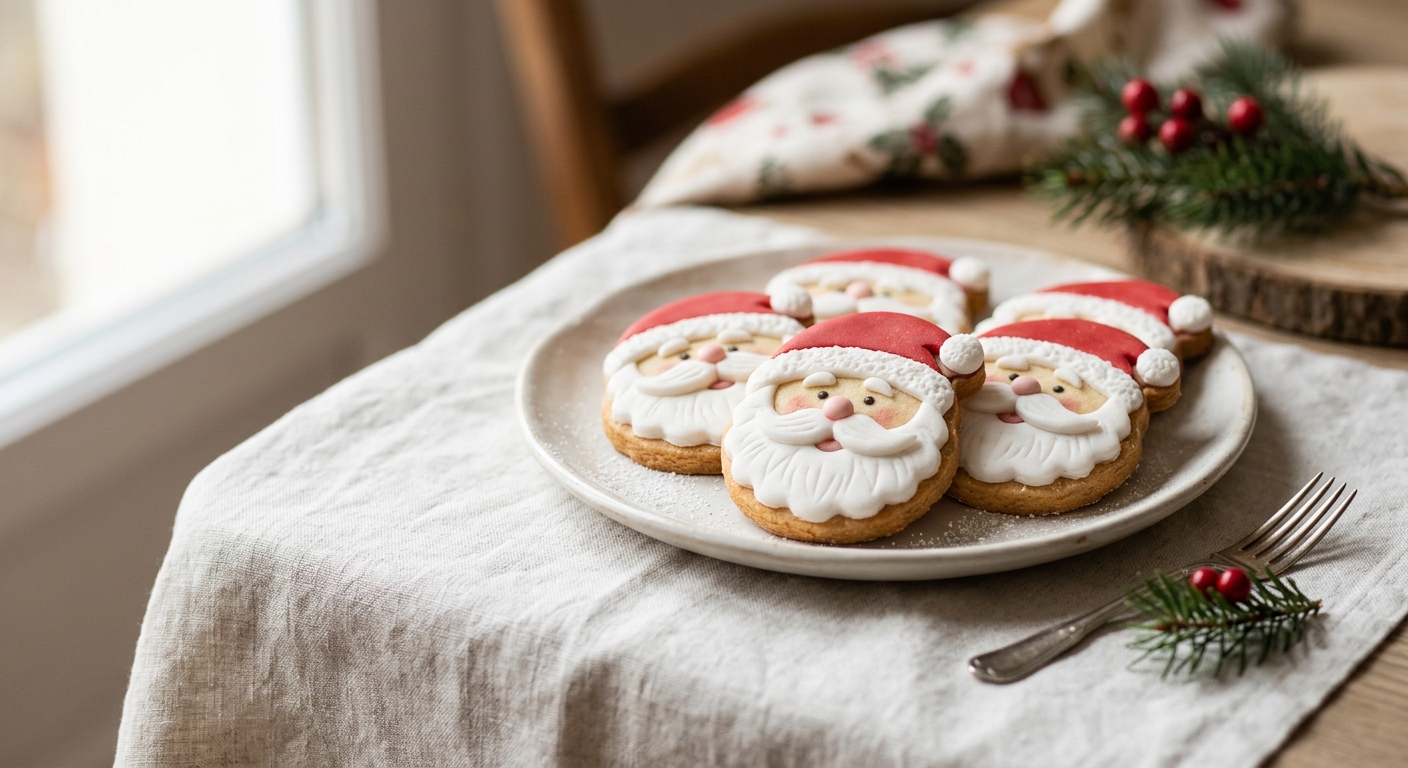 Biscuits sablés père Noël à la pâte à sucre