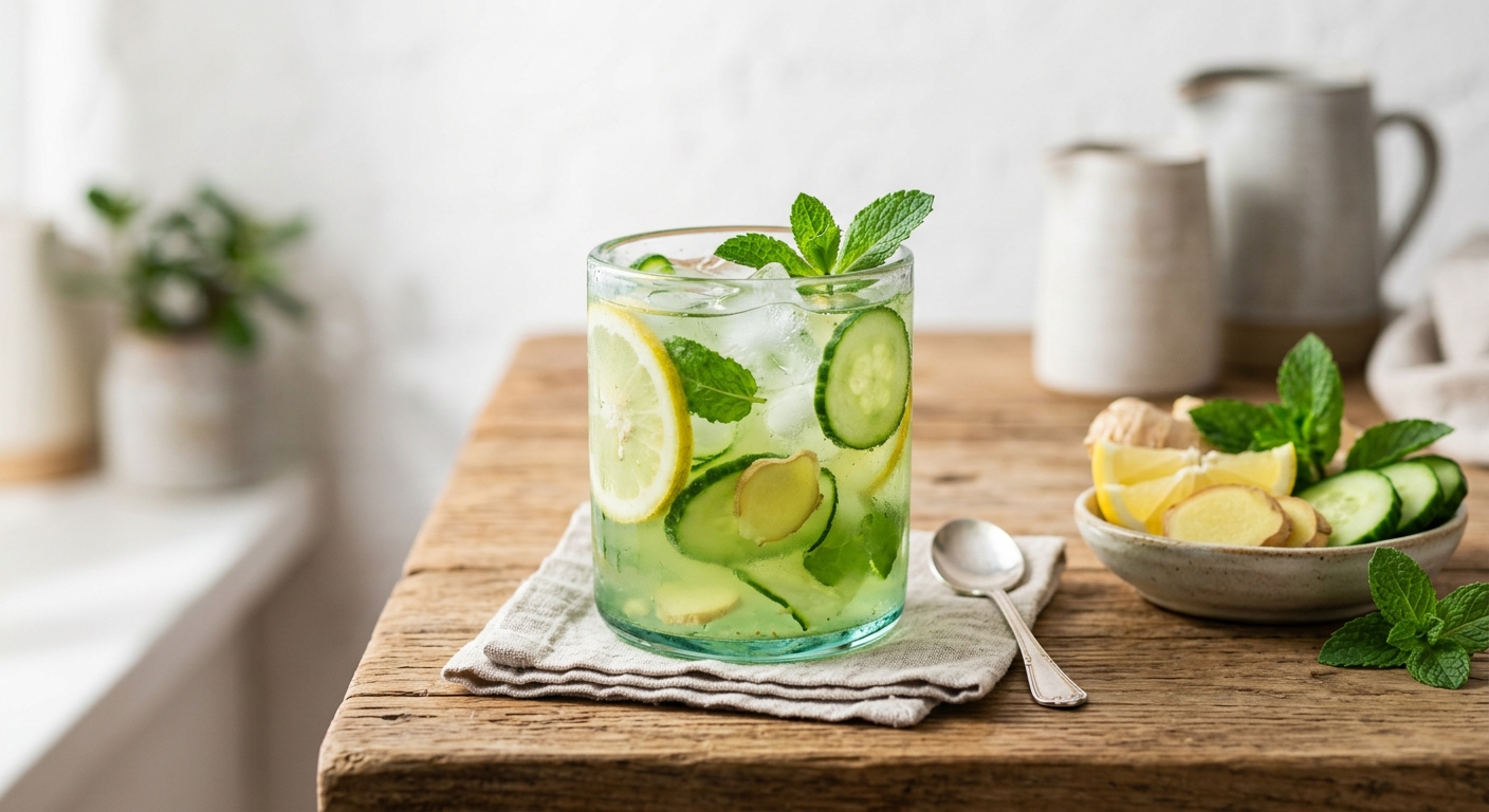 Boisson détox concombre gingembre menthe