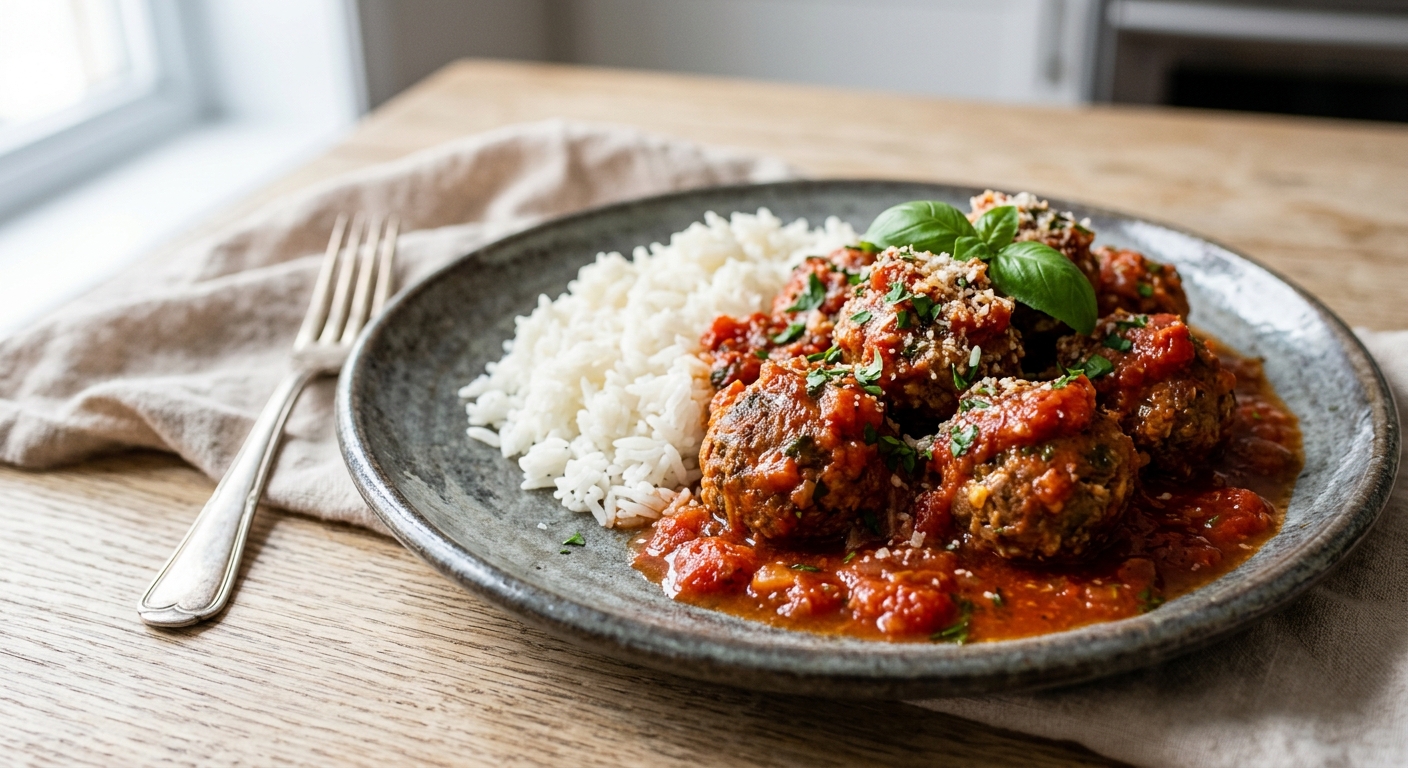 Boulettes à la tomate & riz