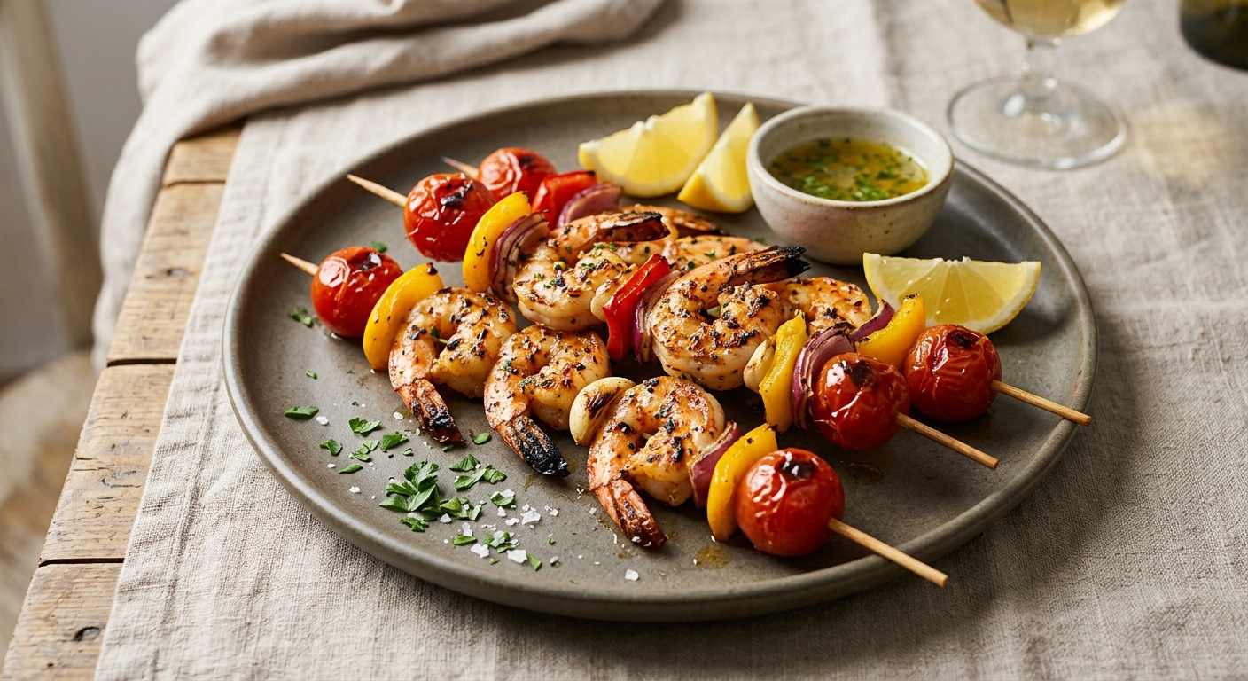 Brochettes de crevettes au barbecue