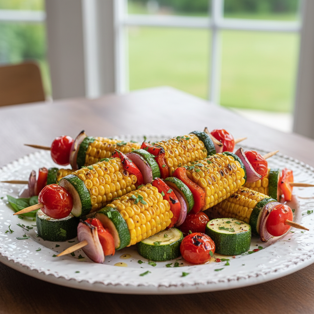 Brochettes de maïs & légumes