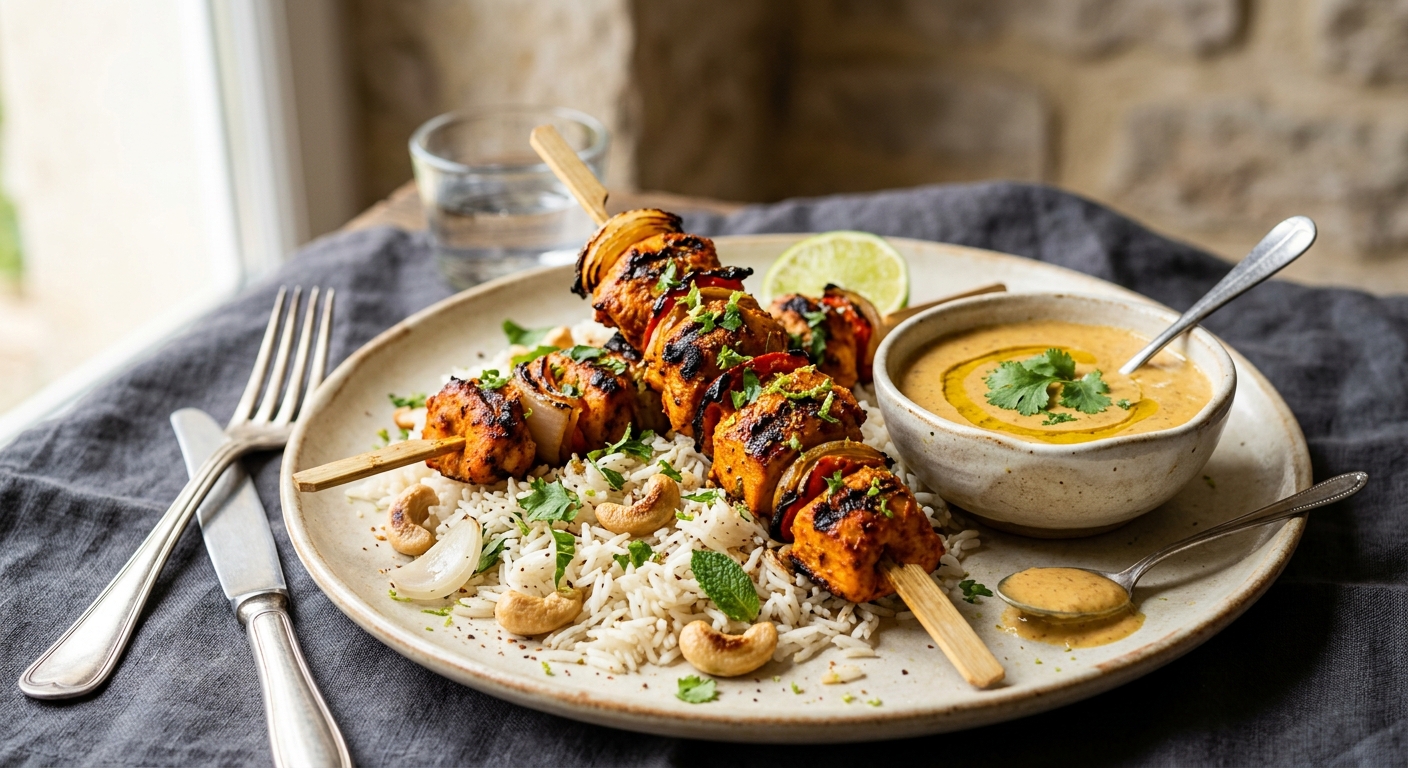 Brochettes de poulet tandoori et sa sauce onctueuse à la moutarde
