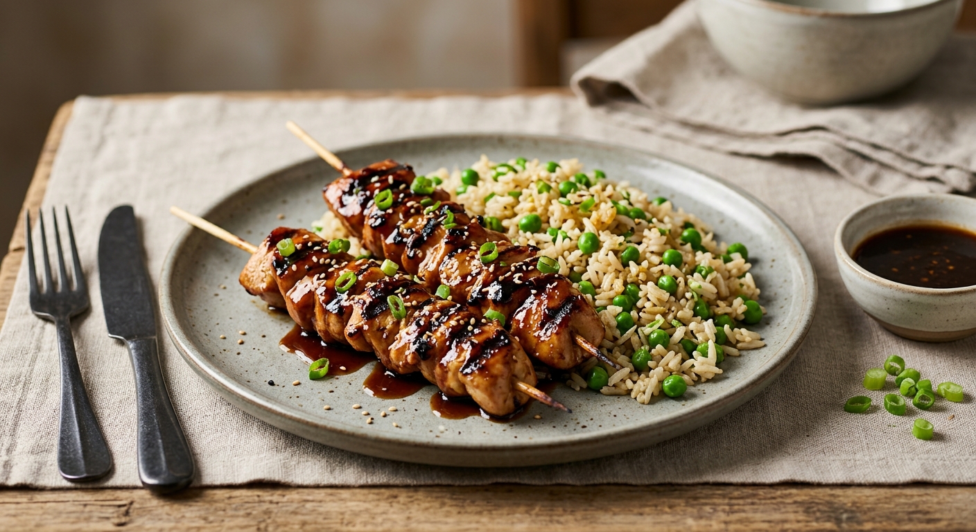 Brochettes teriyaki & riz sauté
