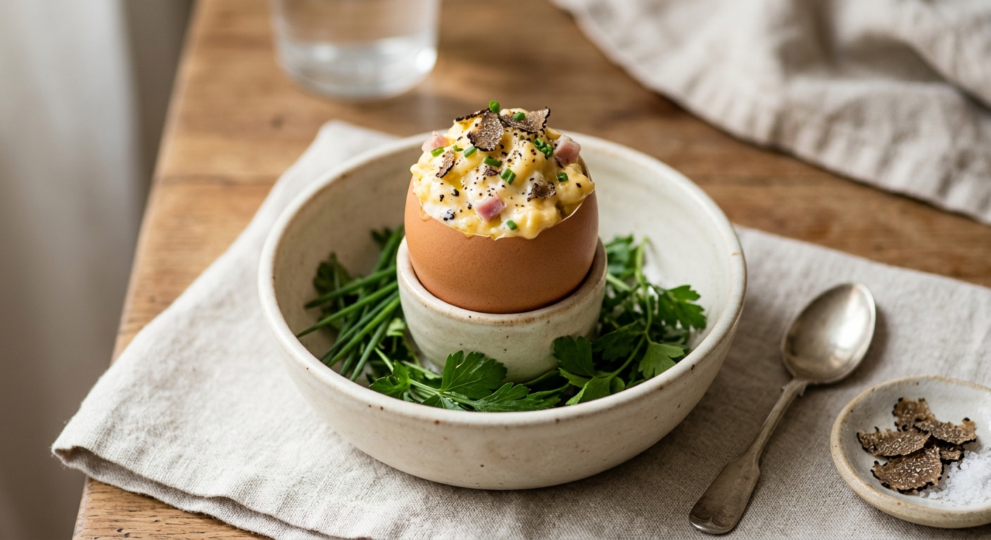 Brouillade à la coquille (oeufs brouillés crémeux)