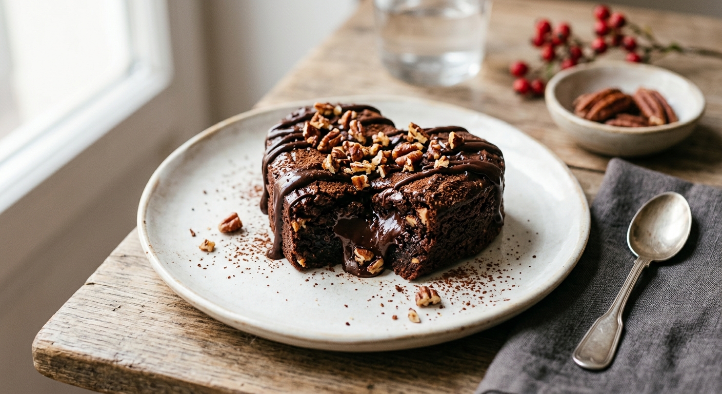 Brownies coeur au chocolat noir et noix de pécan - spécial Saint Valentin