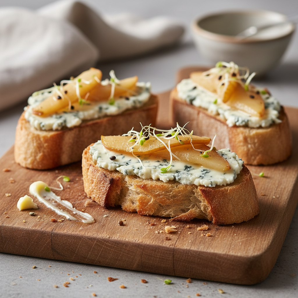 Bruschetta au gorgonzola et à la poire