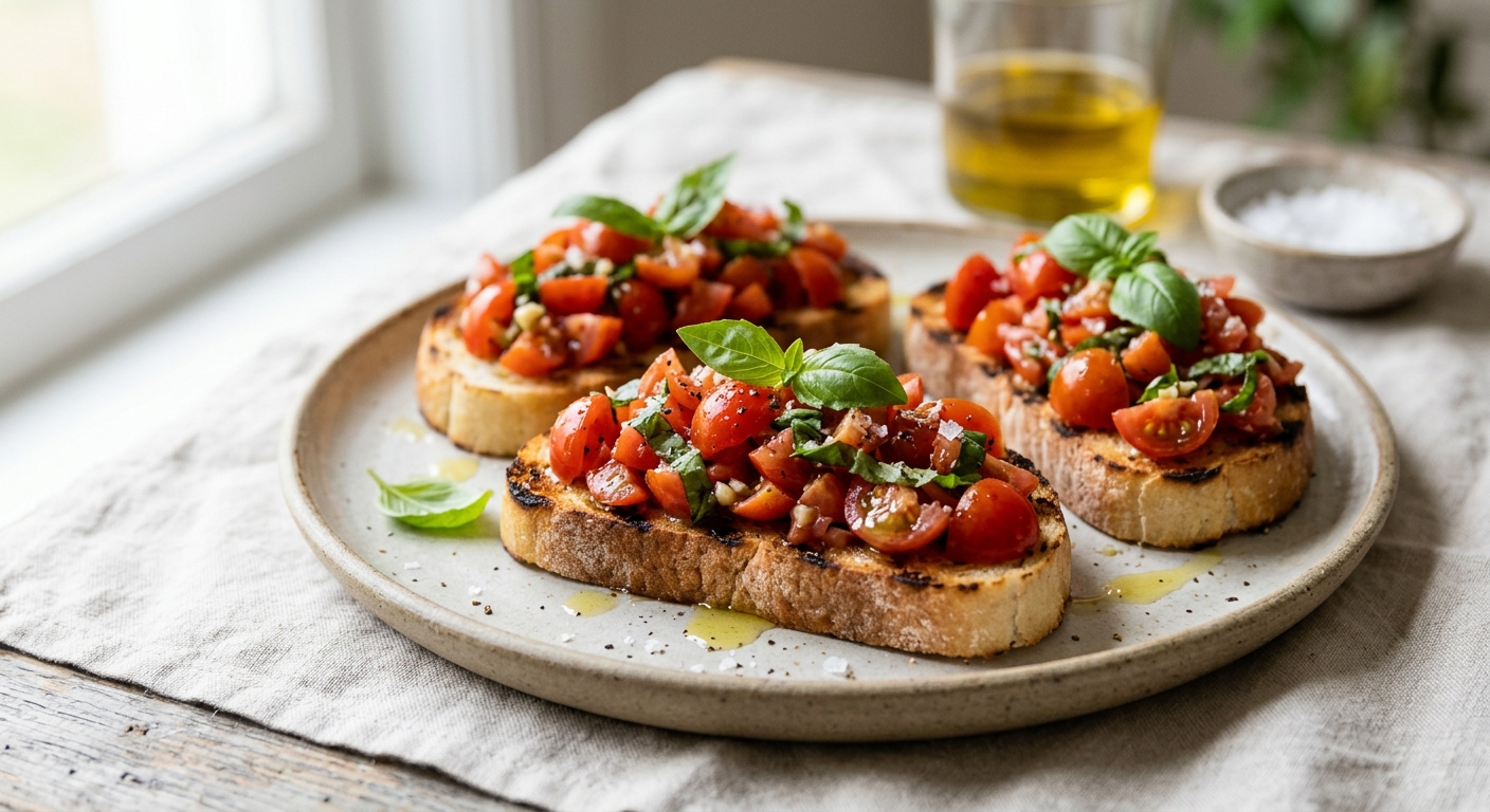Bruschetta aux tomates et basilic