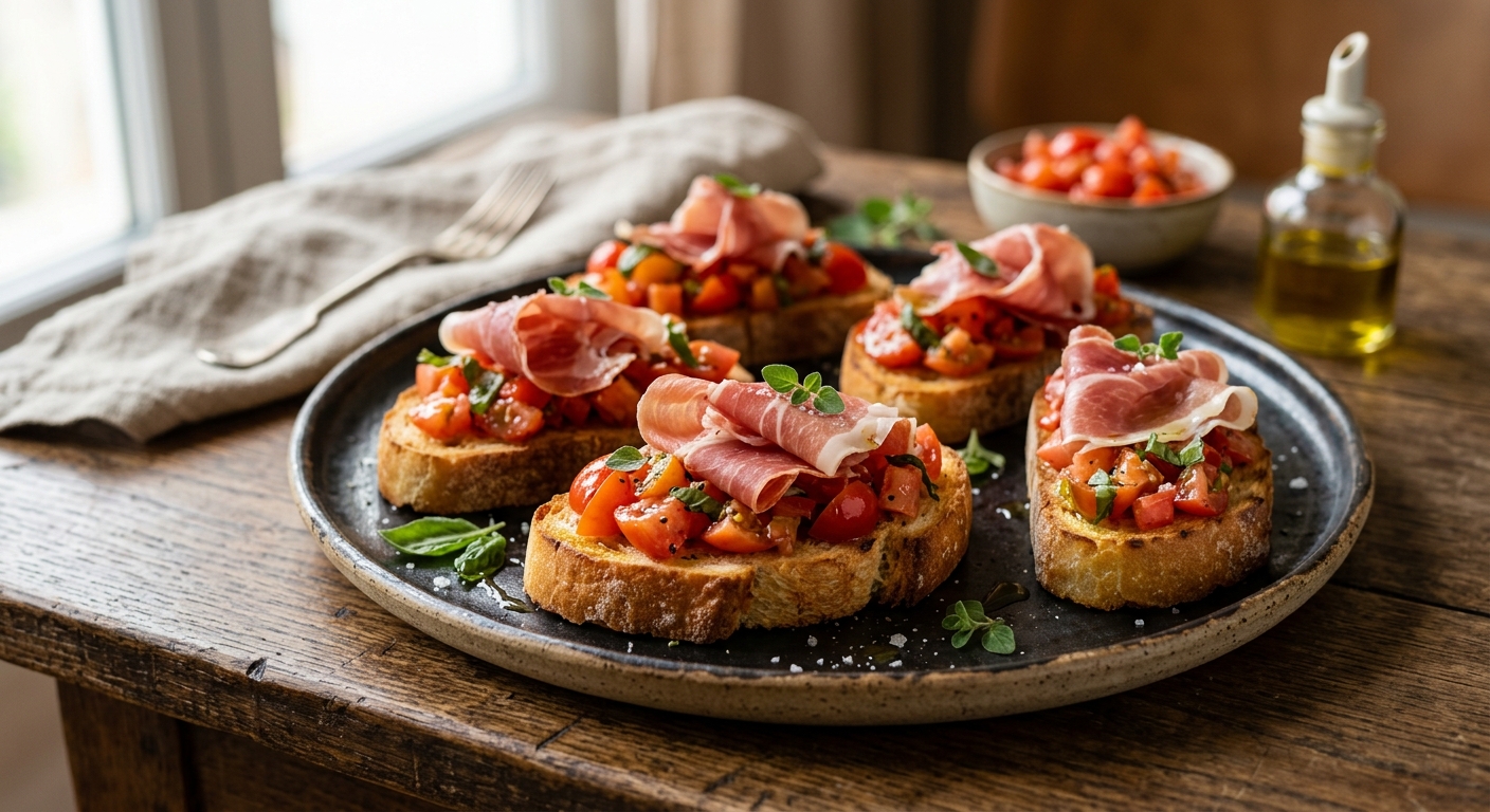 Bruschettas de tomates au jambon de Bayonne