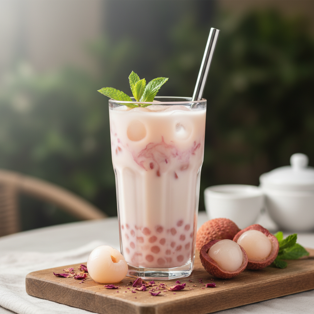 Bubble tea litchi et sirop de rose