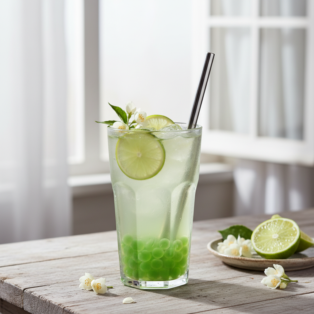 Bubble tea thé vert jasmin et citron vert