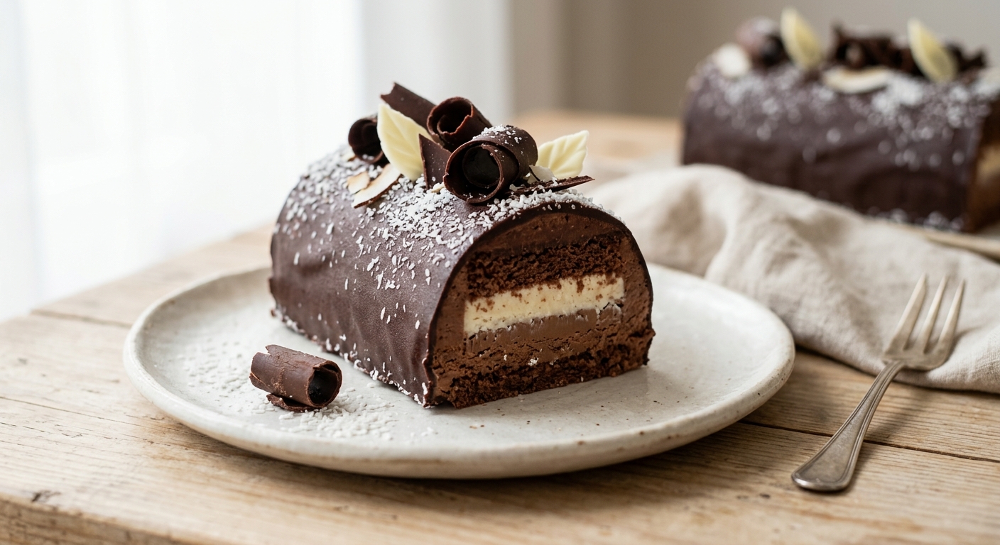 Bûche Coco Chocolat Facile - Façon Bounty