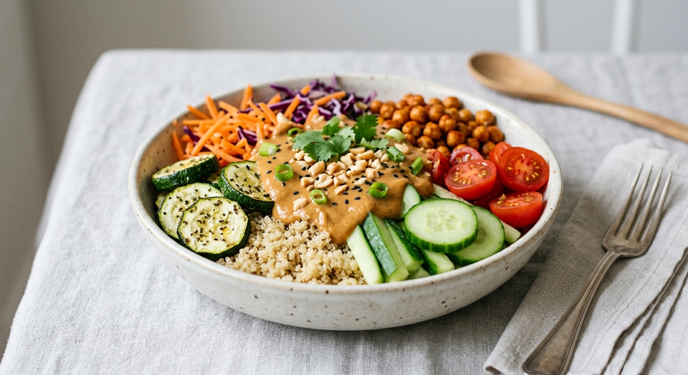 Buddha bowl aux légumes & sauce satay