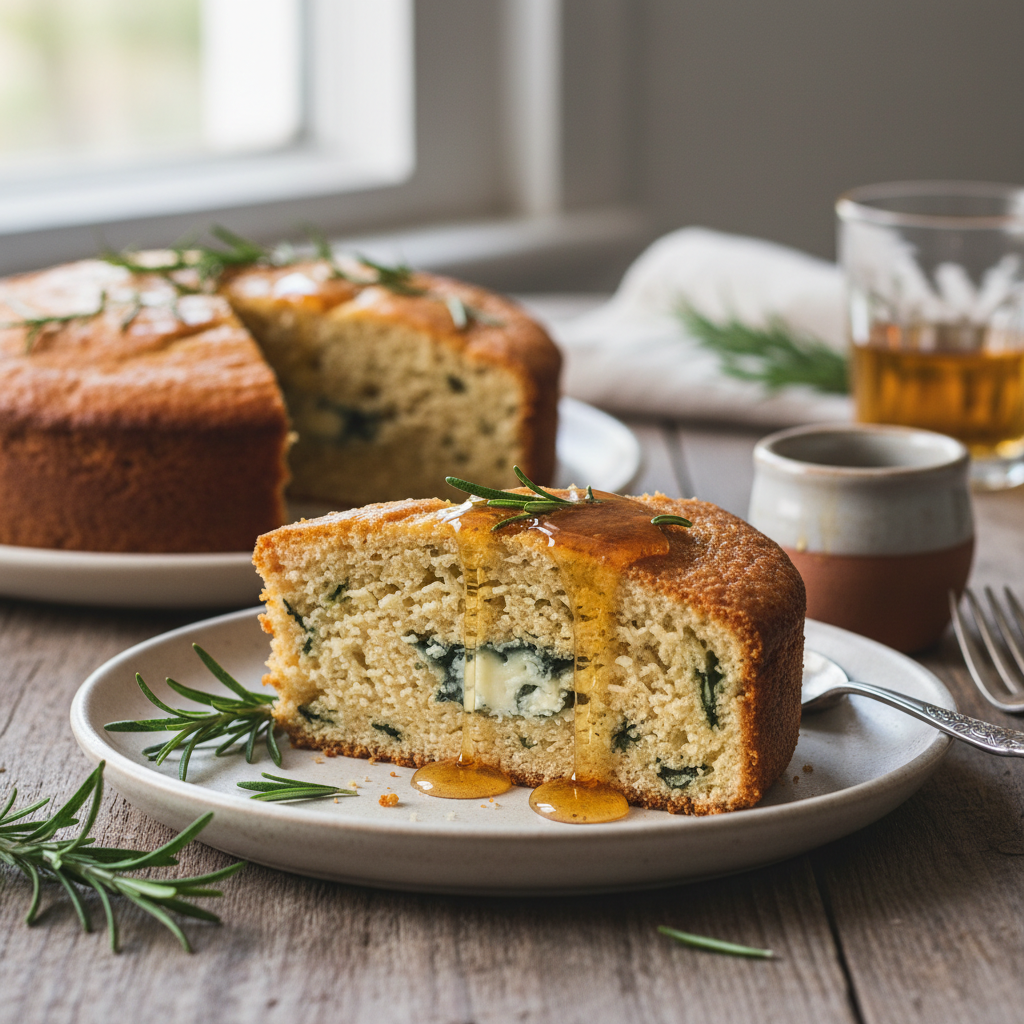 Cake au gorgonzola et au romarin, parfum de miel