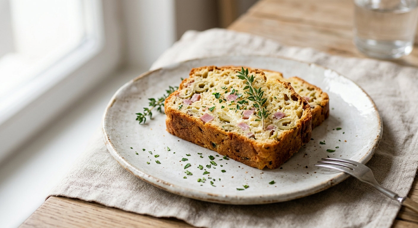 Cake salé au jambon et aux olives