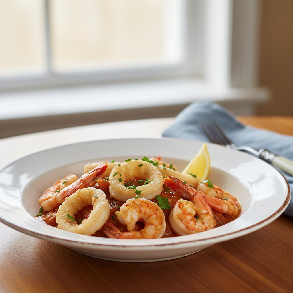 Calamars et gambas à l'américaine