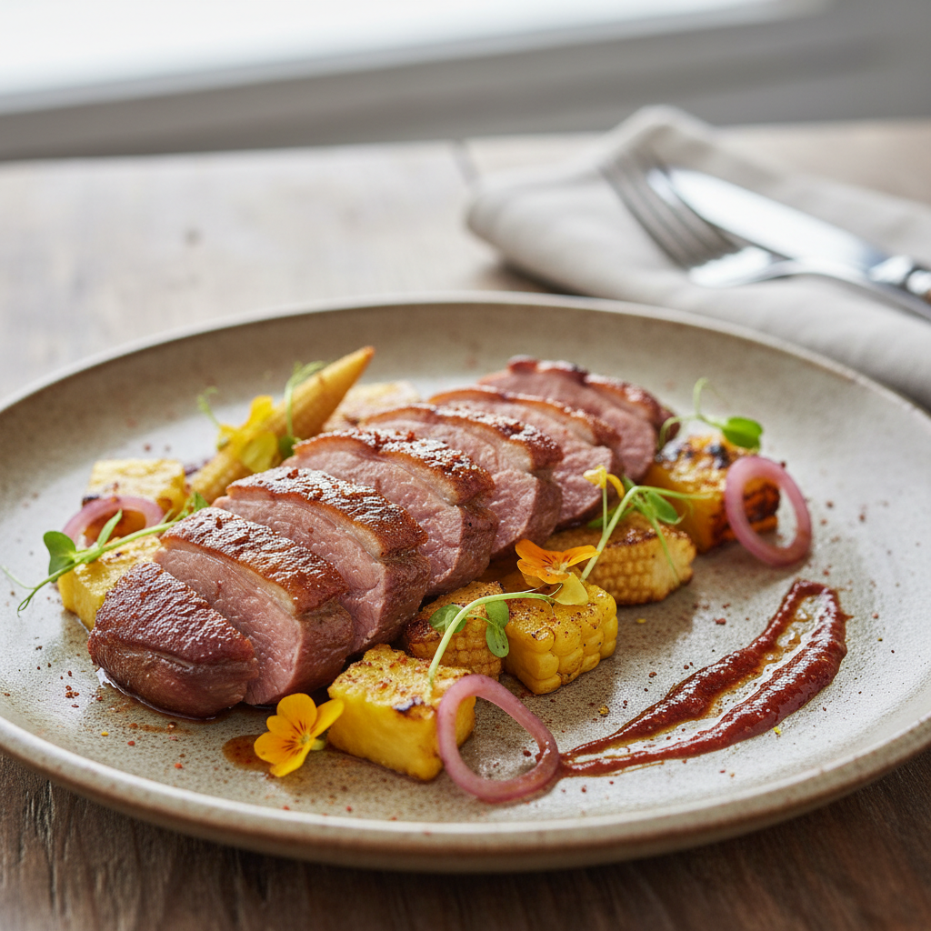 Canard aux épis de maïs et à l'ananas