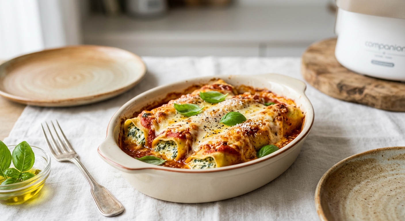 Cannellonis à la ricotta et épinards au Companion