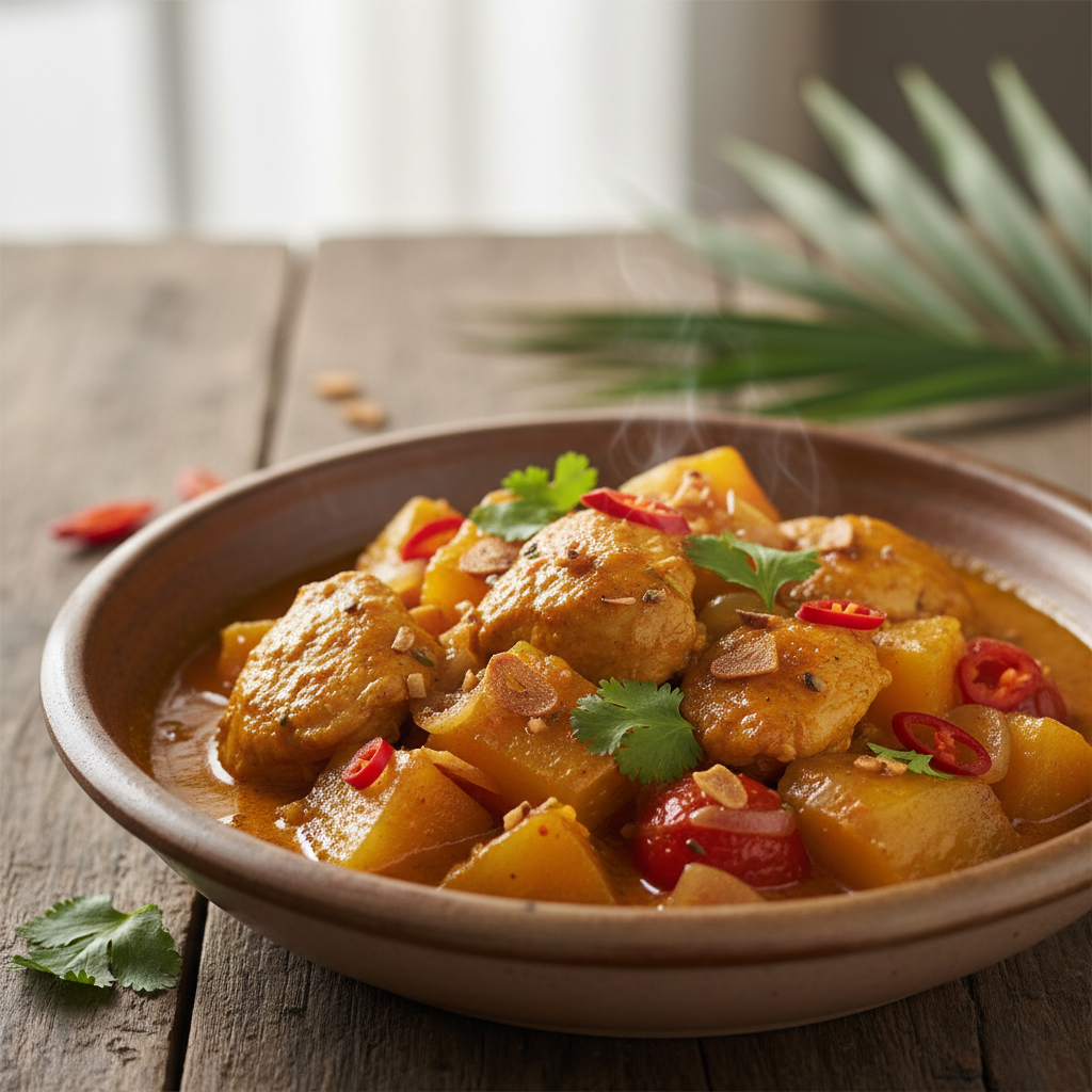 Cari de poulet à la papaye verte