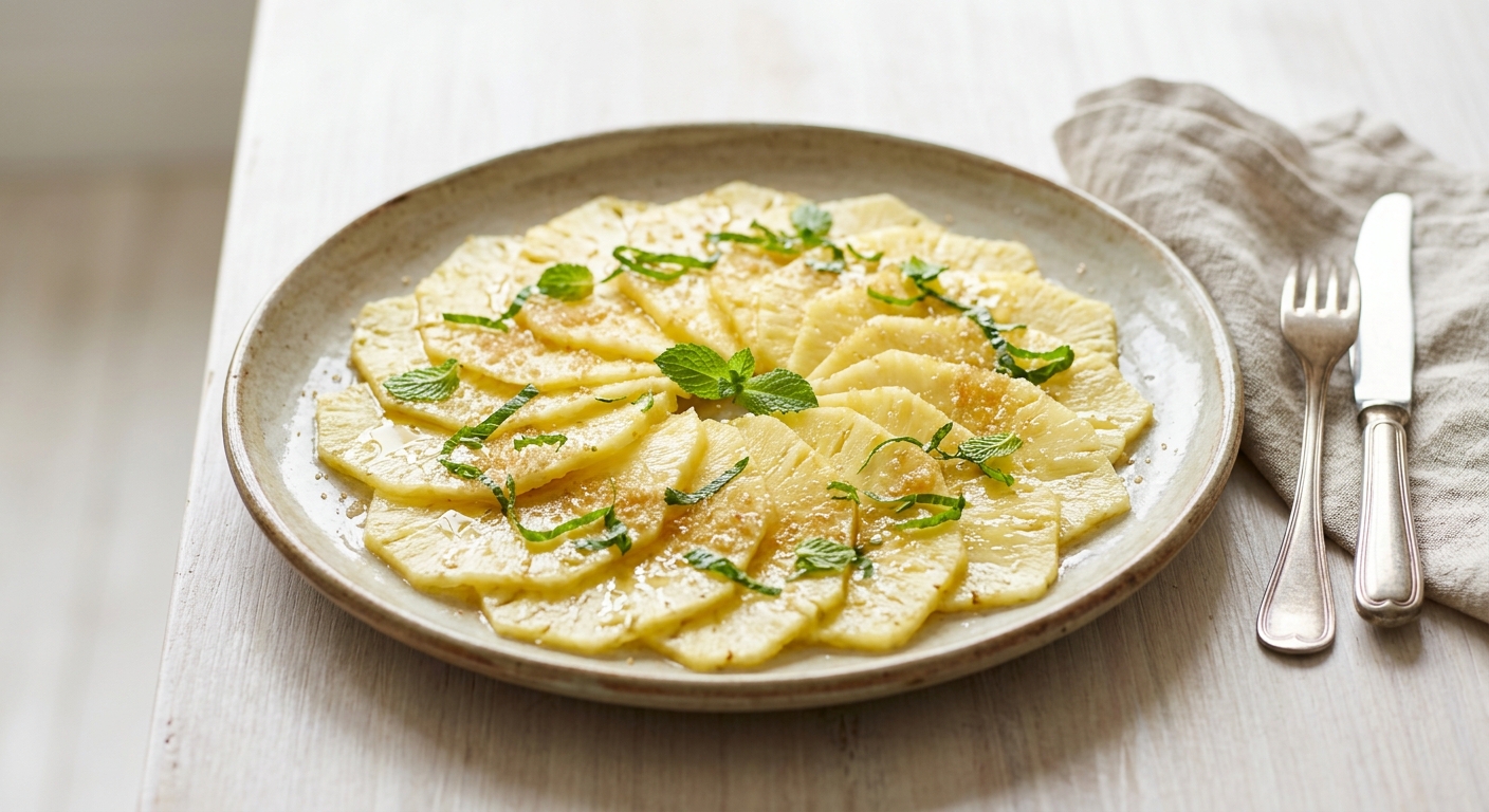 Carpaccio d'ananas à la menthe