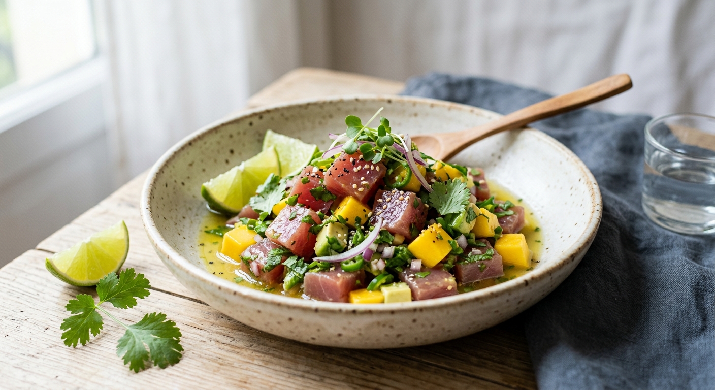 Ceviche de thon à la mangue et à l'avocat
