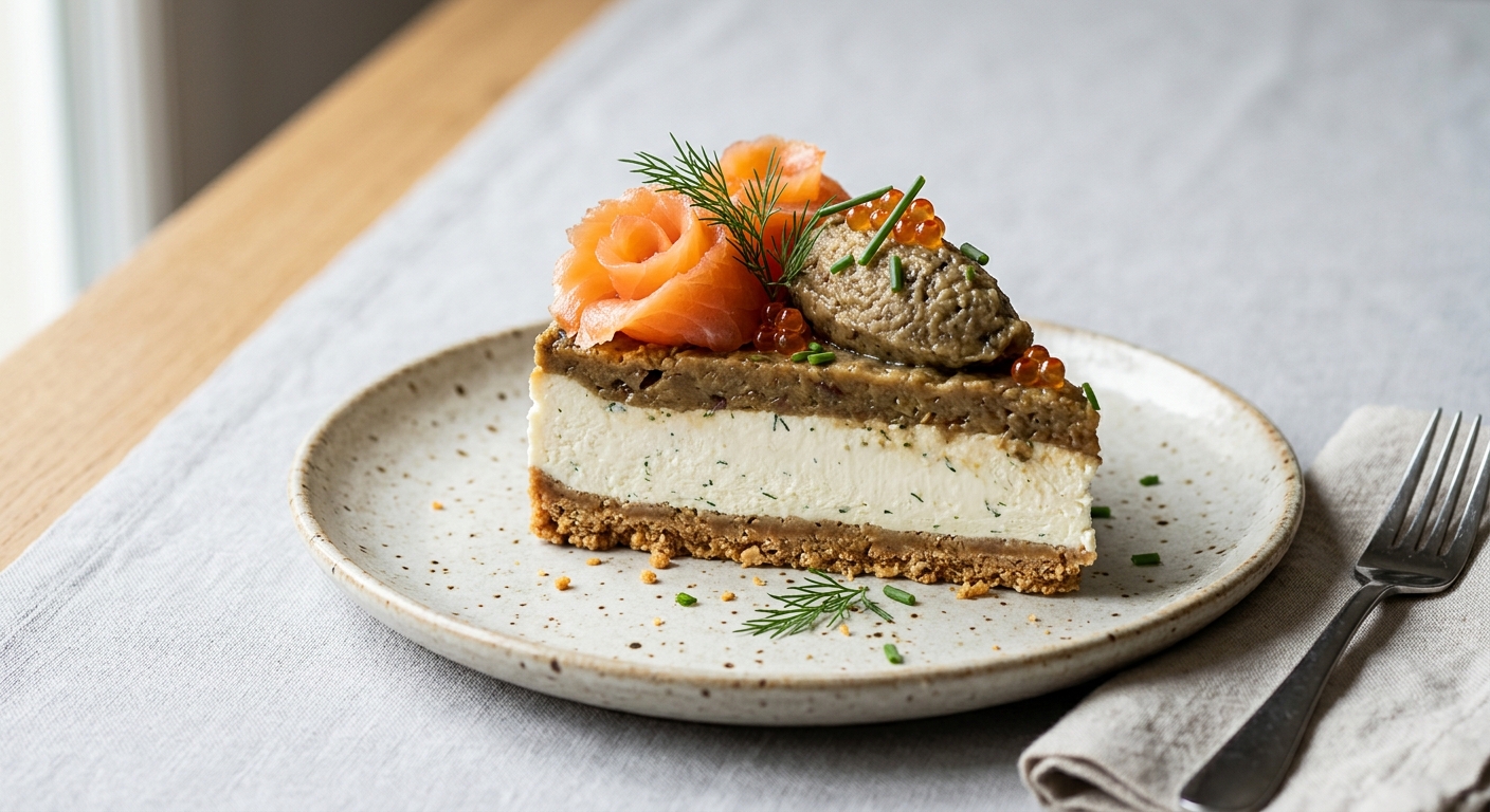 Cheesecake au saumon fumé et caviar d'aubergine
