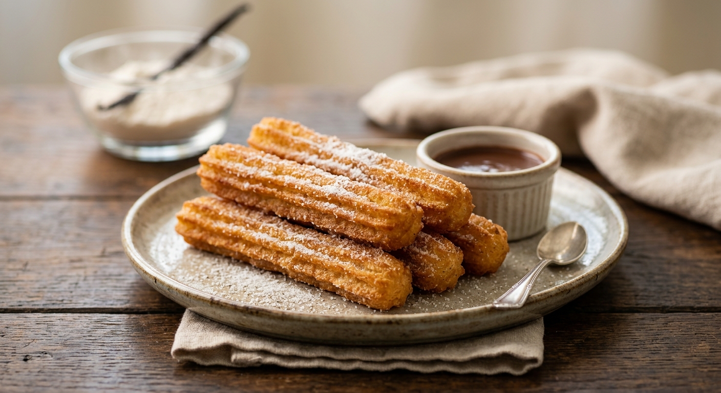 Churros aromatisés à la vanille faits maison
