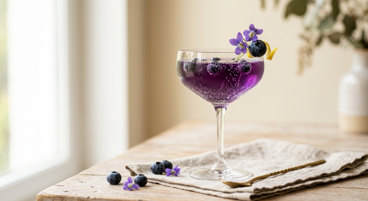 Cocktail crémant violette myrtilles