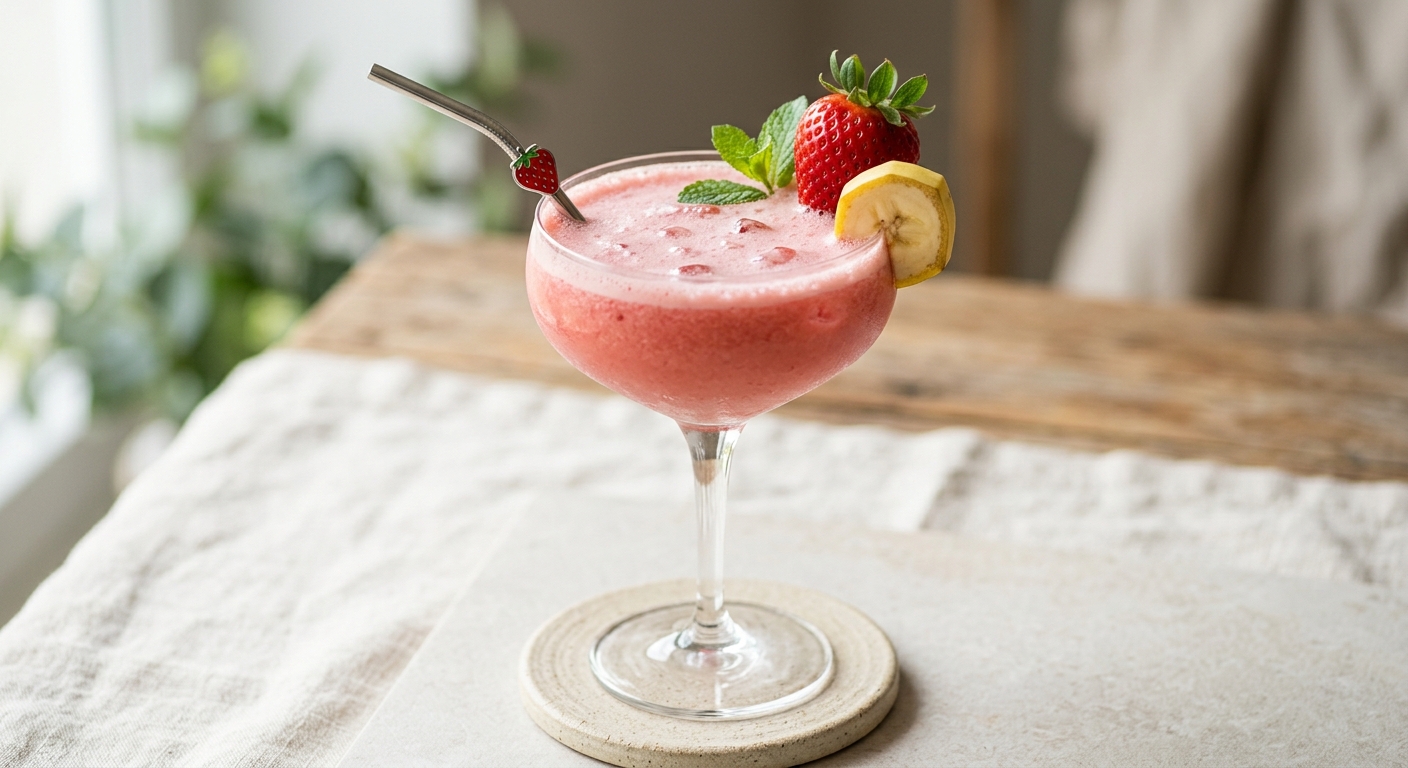 Cocktail pink banana, sans alcool