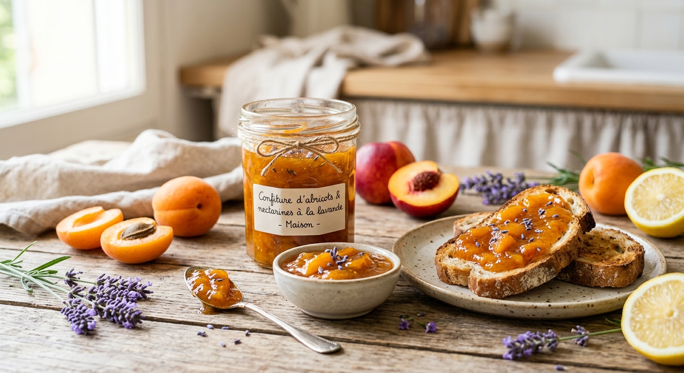 Confiture d'abricots et de nectarines à la lavande