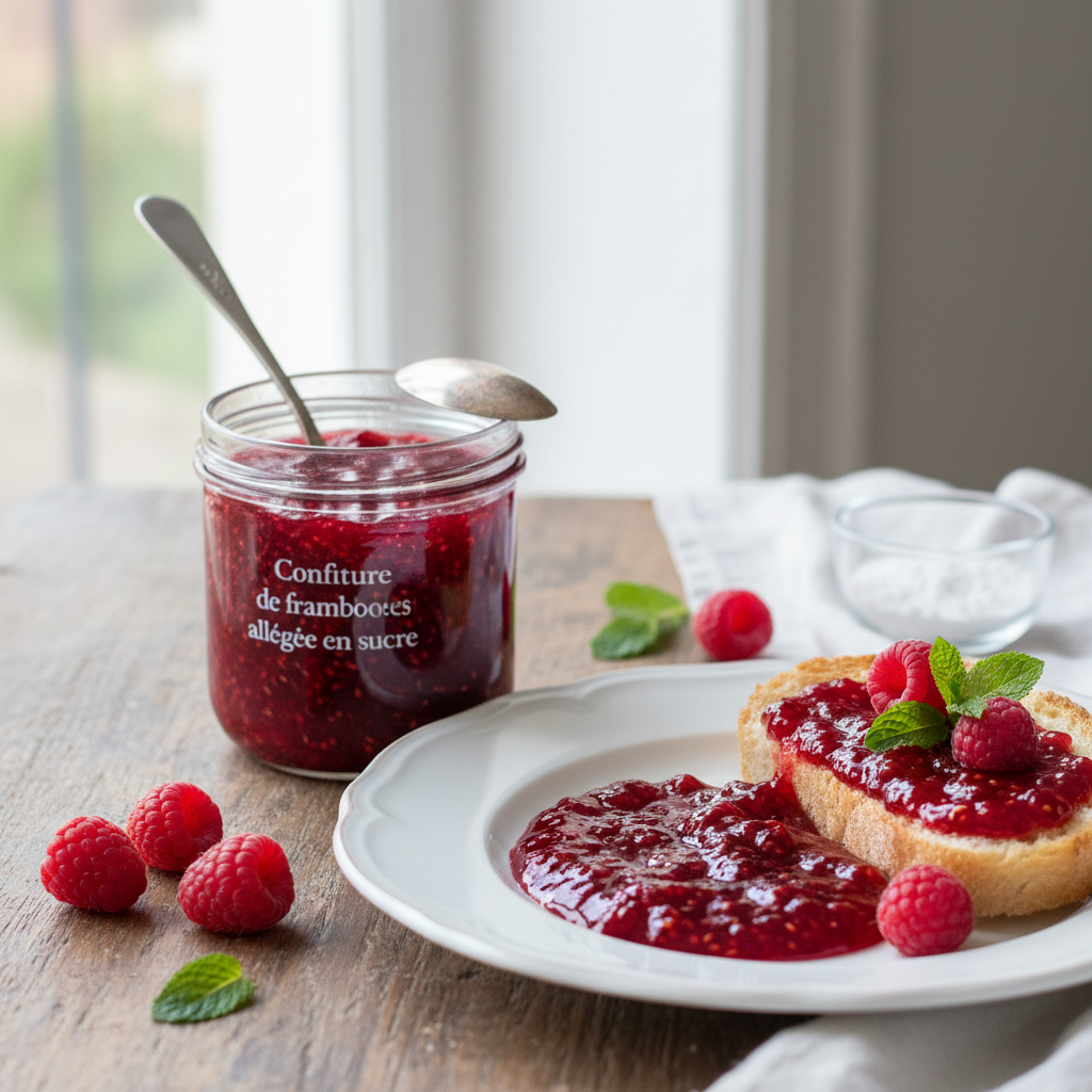 Confiture de framboises allégée en sucre
