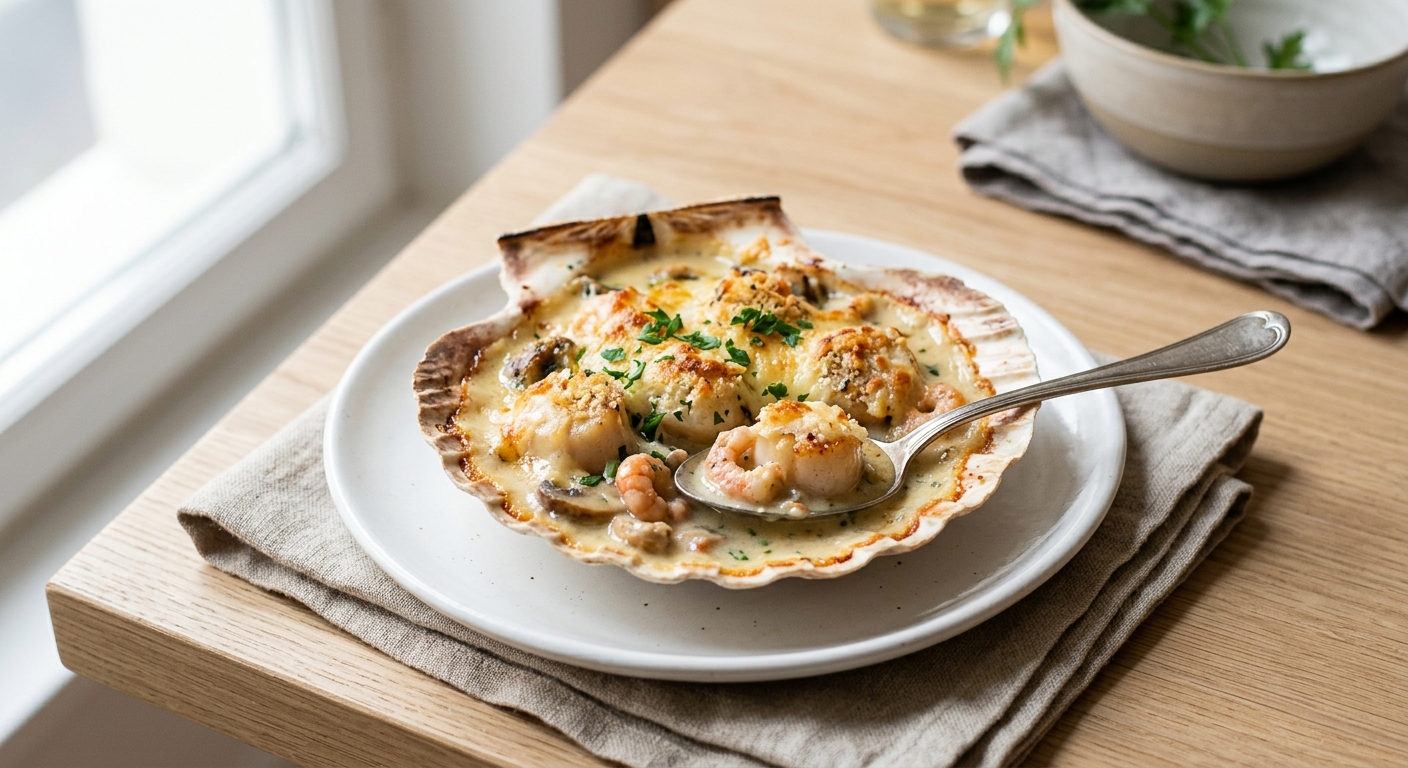 Coquille saint-jacques à la béchamel maison