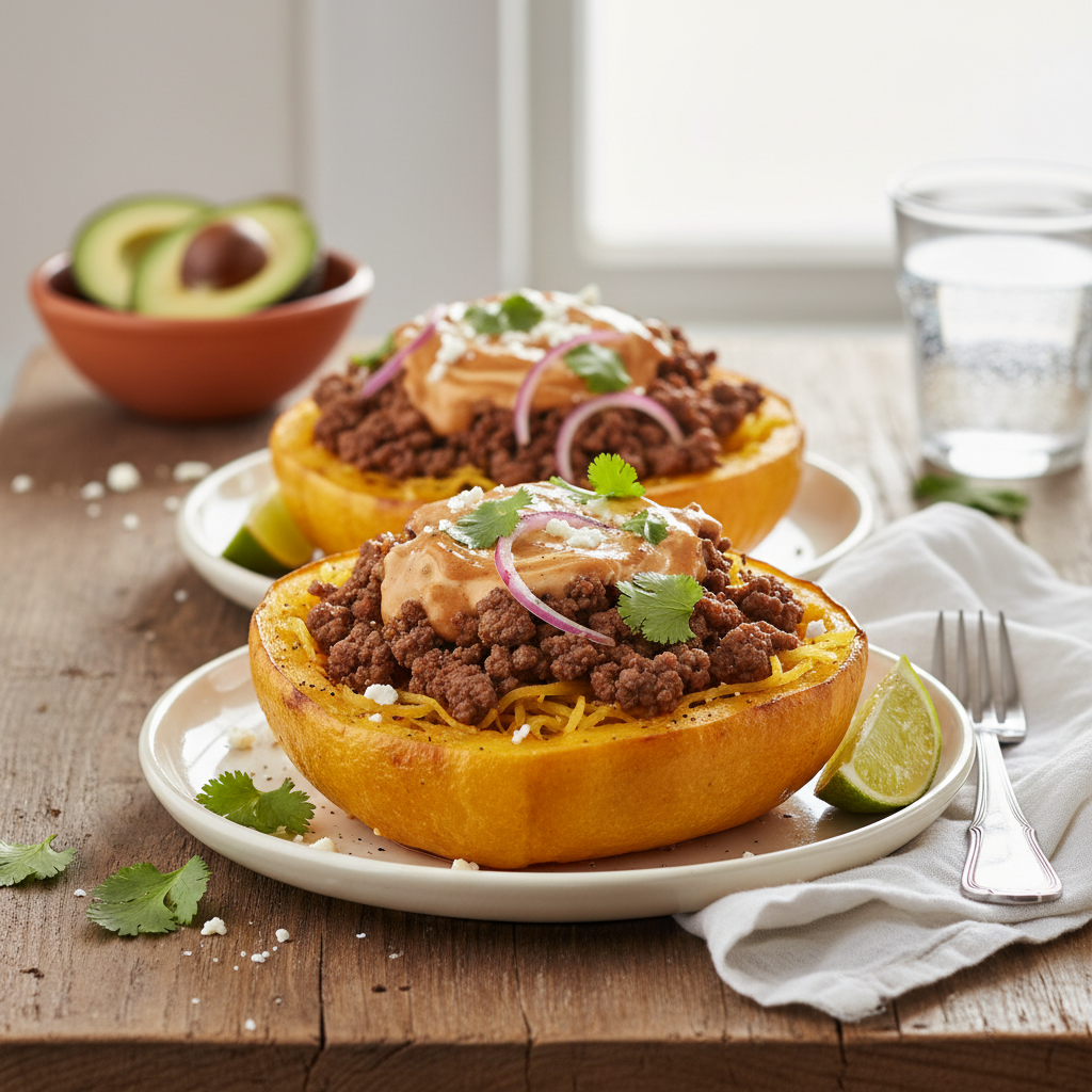 Courges spaghettis style taco bowls