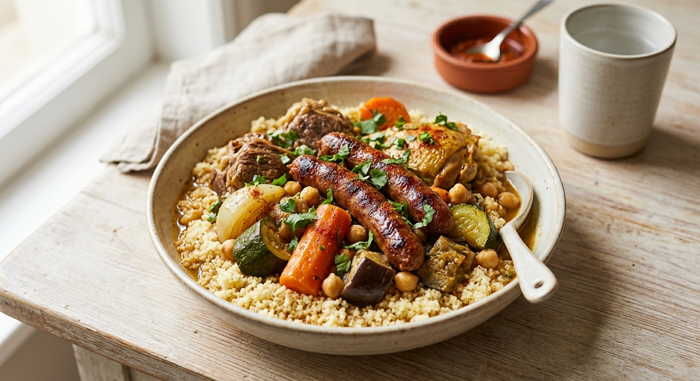 Couscous royal (agneau, poulet, merguez)