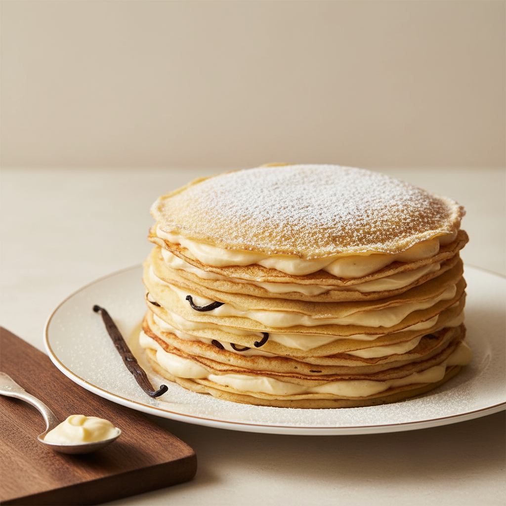 Crêpes mille-feuille à la vanille